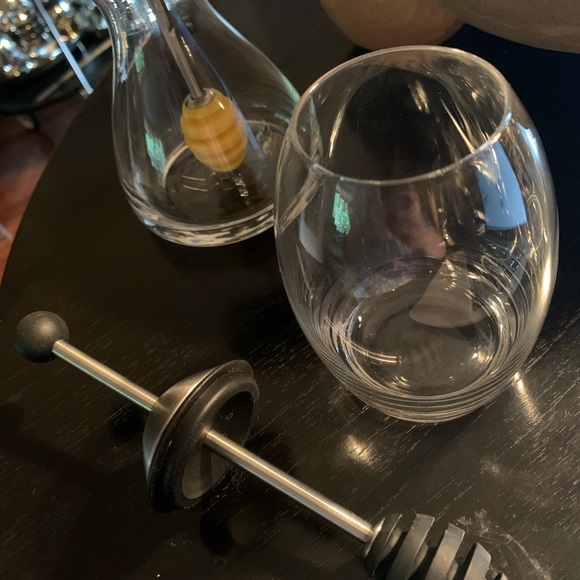 Clear glass honey pot dipper with sliding wand - Picture 3 of 4